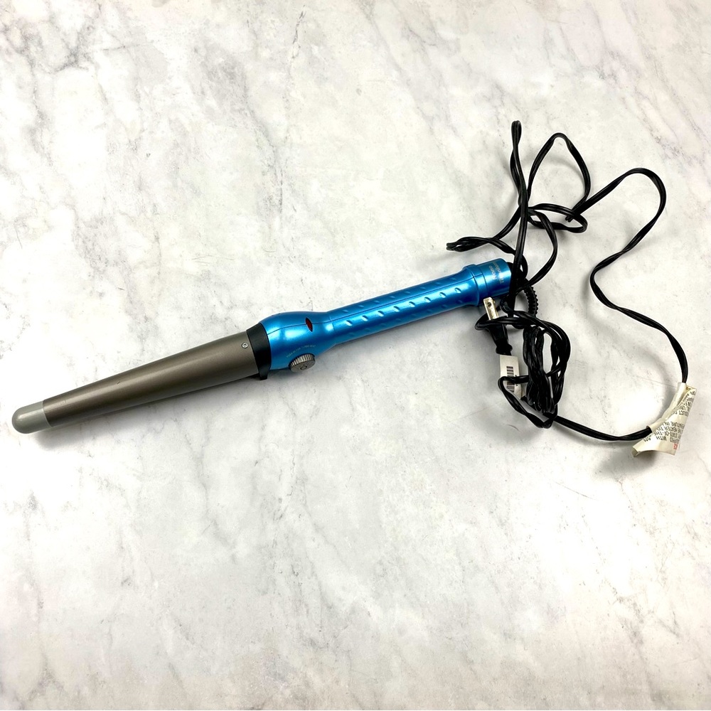 BaByliss: Nano Titanium Hair Curling Wand Hot Tool Hairdresser Gray Blue